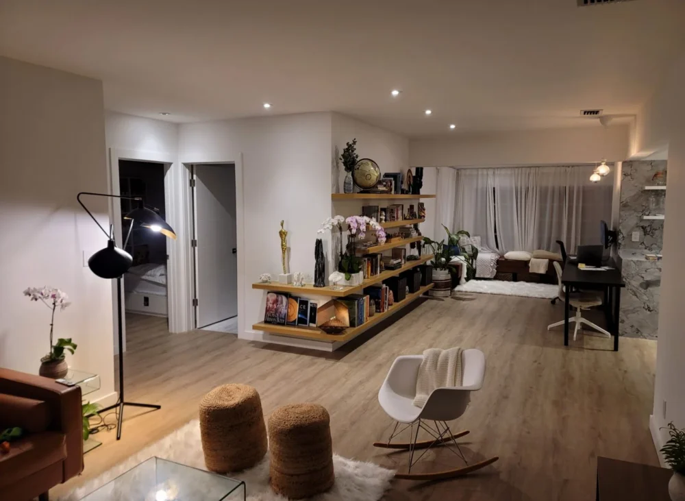 Home remodel completed, modern living room delivered in Miami, FL